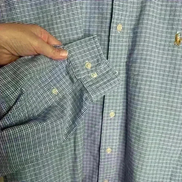 Ralph Lauren Yarmouth Long Sleeve Button down plaid‎ blue 100% Cotton shirt - Picture 3 of 7